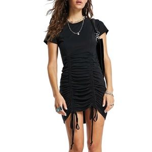 Topshop Cupro Ruched Modal Blend Minidress in Black NWT